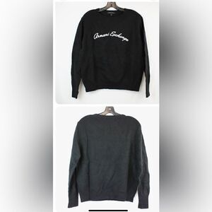 Armani Exchange Black Cursive Logo Knit Sweater In Black - Women's Size Medium